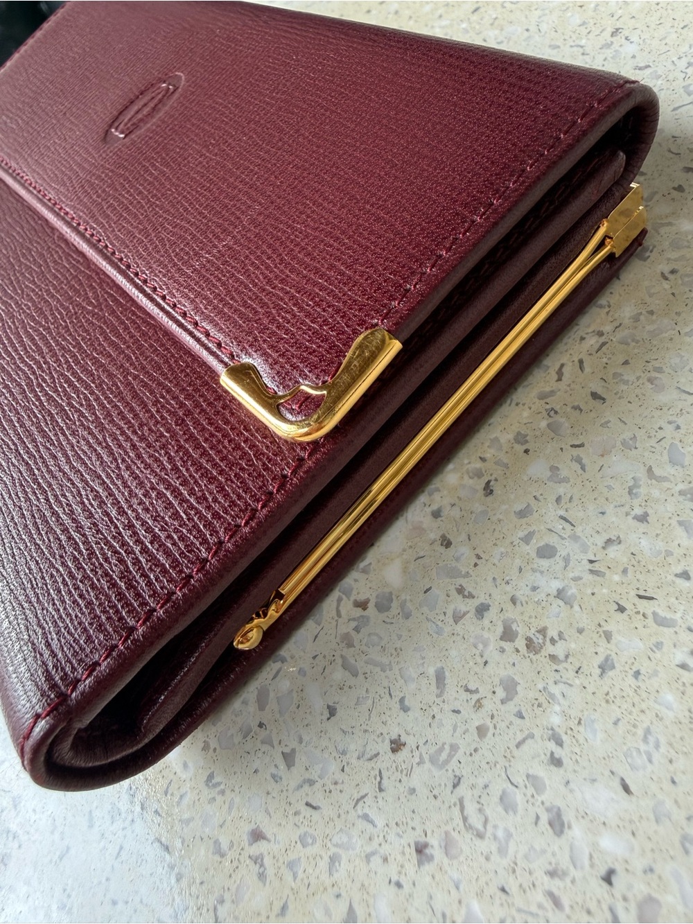 Vintage Cartier Must de Cartier Bordeaux Trifold Kiss-Lock Wallet - Picture 7 of 11